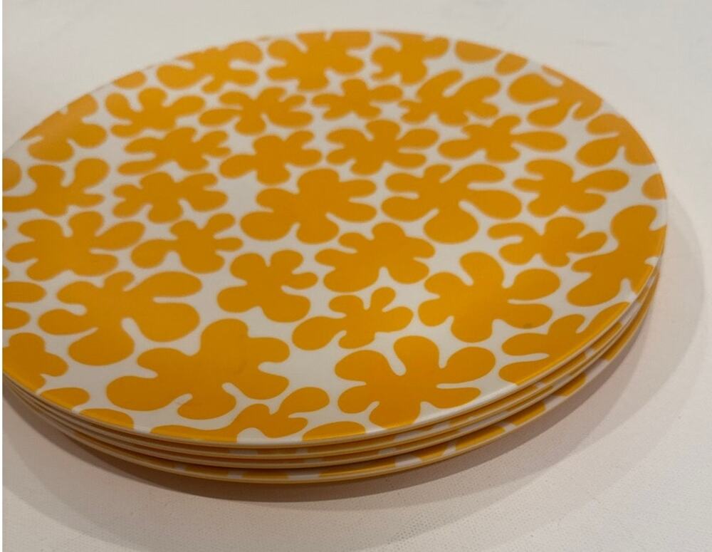 Marimekko for Target Koppelo Melamine Dinner Plate, Yellow/White, Set of 4
